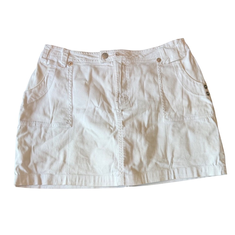 Y2K Stretch White Denim‎ Skort Womens Size 8 Cotton Blend Mini Skirt Shorts